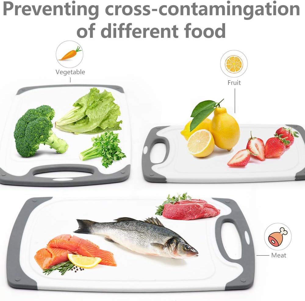 Tabla de cortar para cocina, juego de 4 tablas de cortar de plástic...