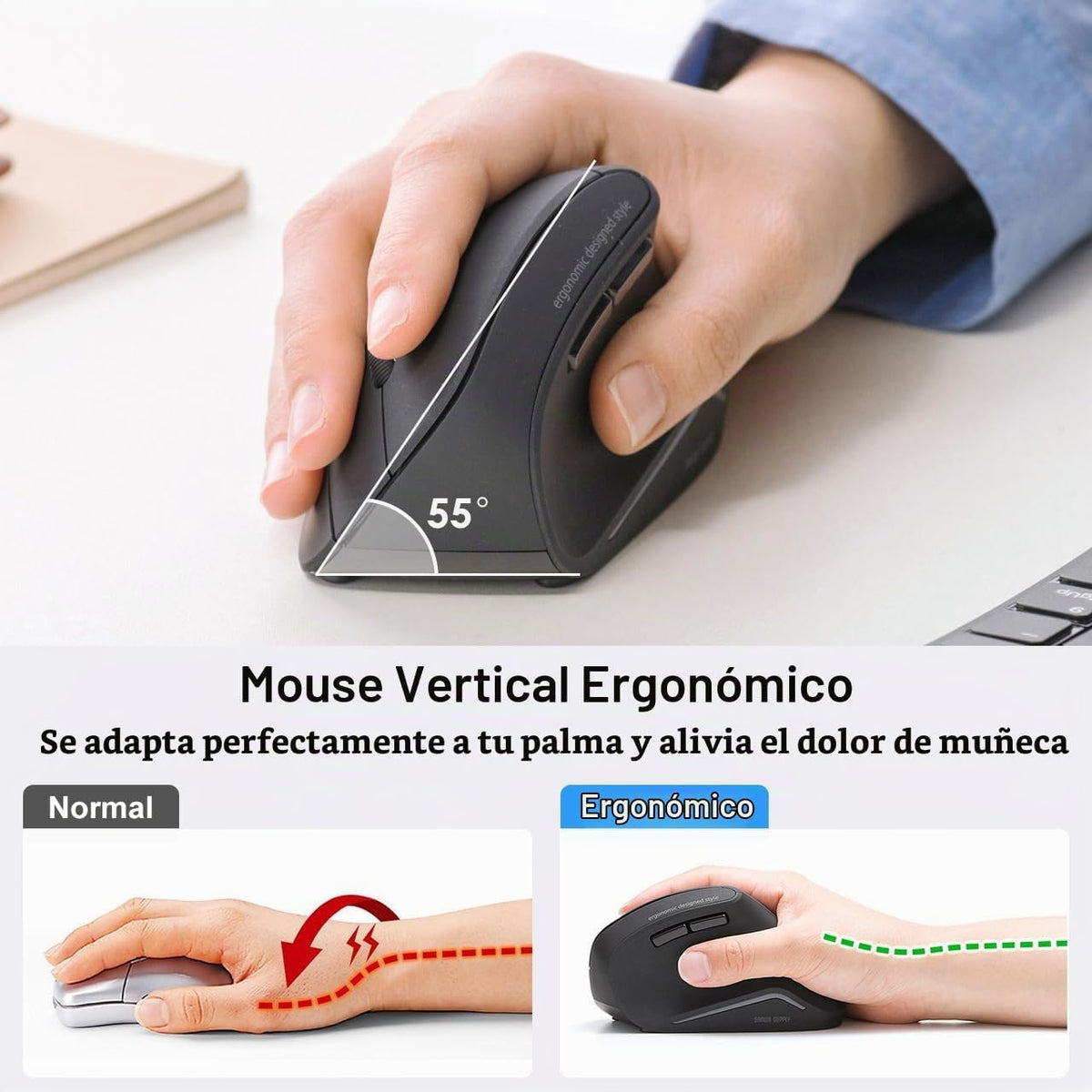 SANWA Ratón ergonómico Bluetooth, ratón vertical inalámbrico Silent...