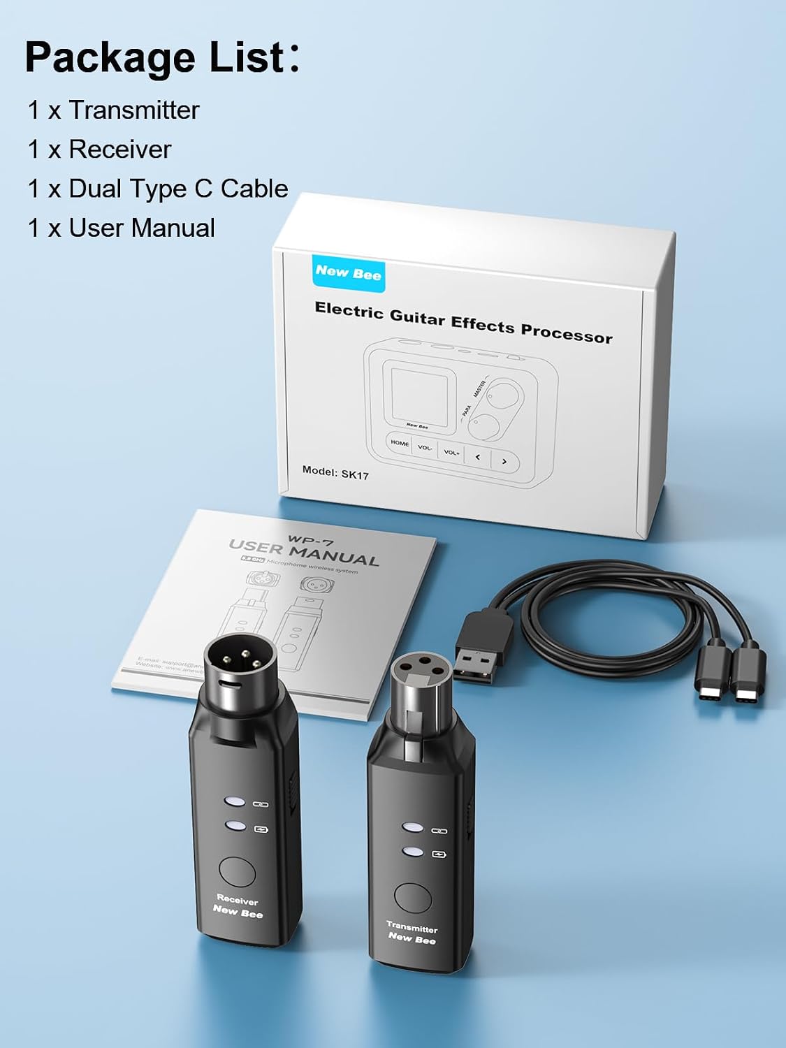 Transmisor y Receptor XLR Inalámbrico 5.8GHz para Micrófono Dinámic...