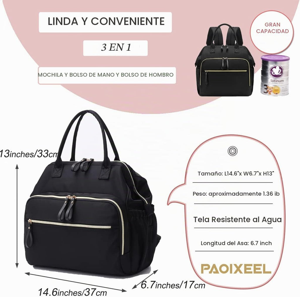 LORADI Bolsa de pañales convertible, parte superior abierta de 14 b...