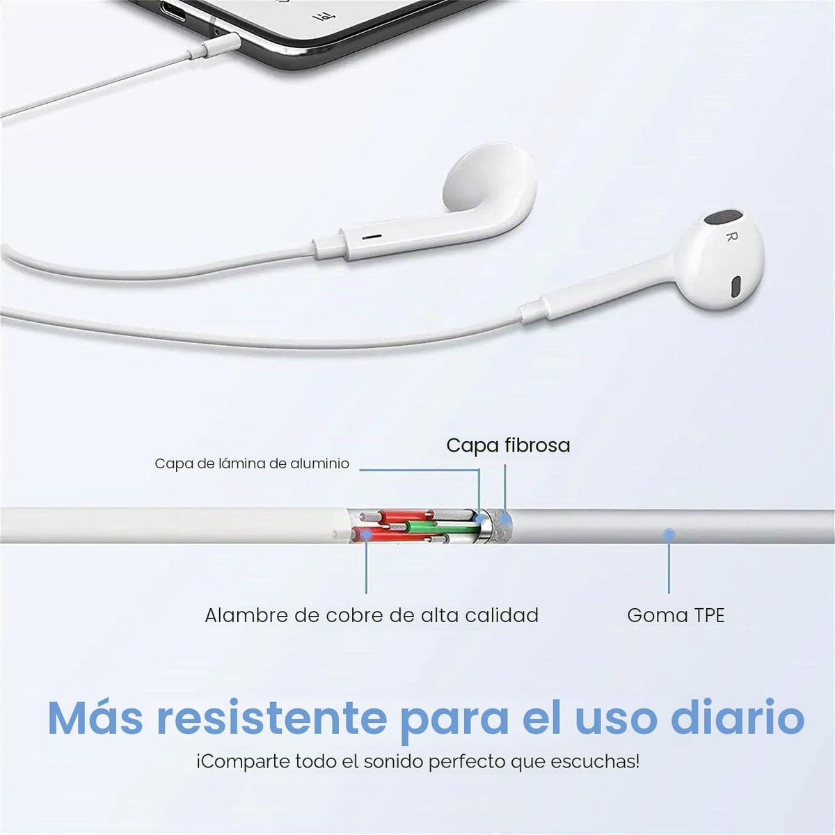 Mutsrd Paquete de 2 auriculares con cable para iPhone, auriculares...