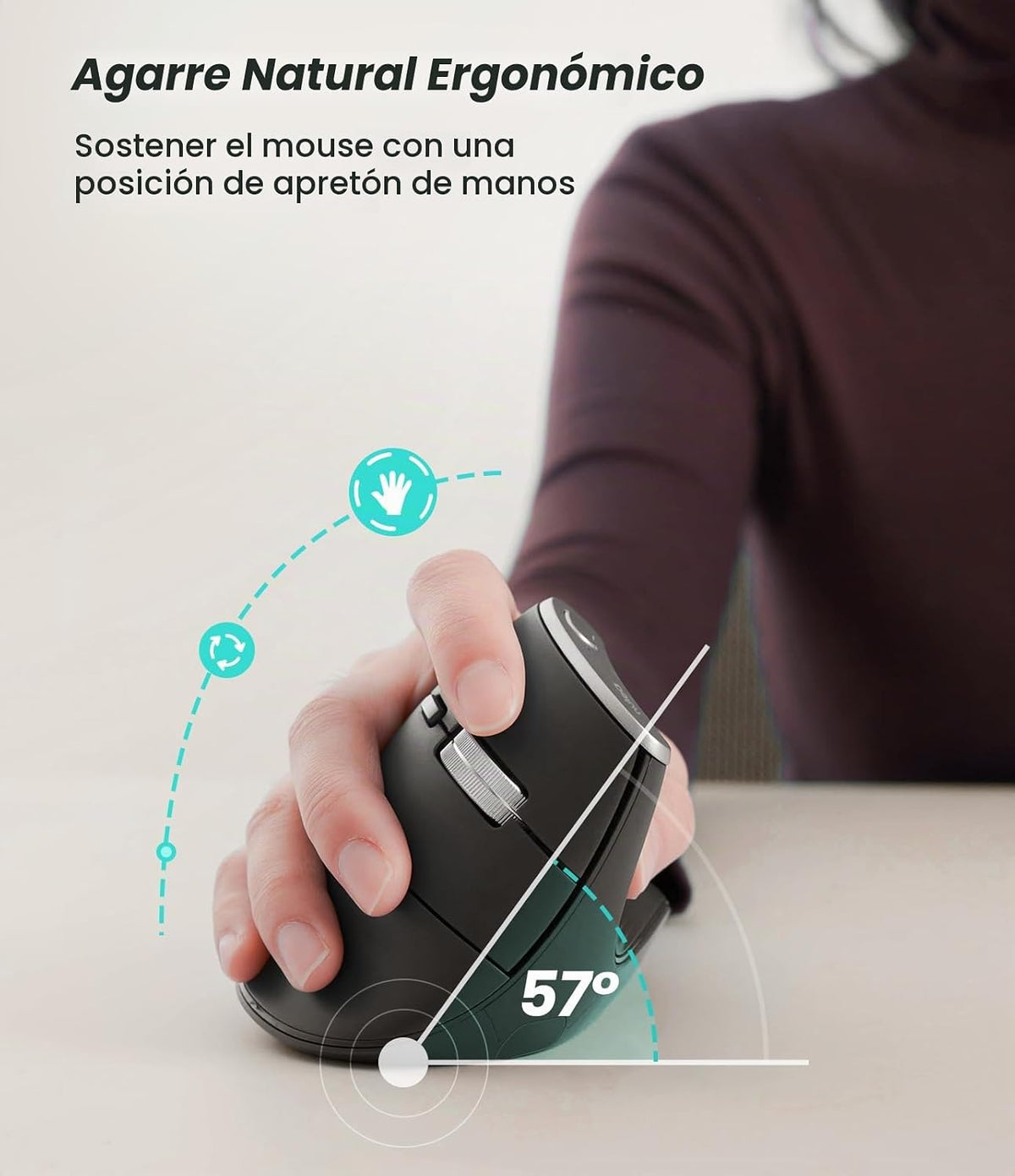 Nulea M510 - Mouse vertical inalámbrico, ergonómico para un seguimi...