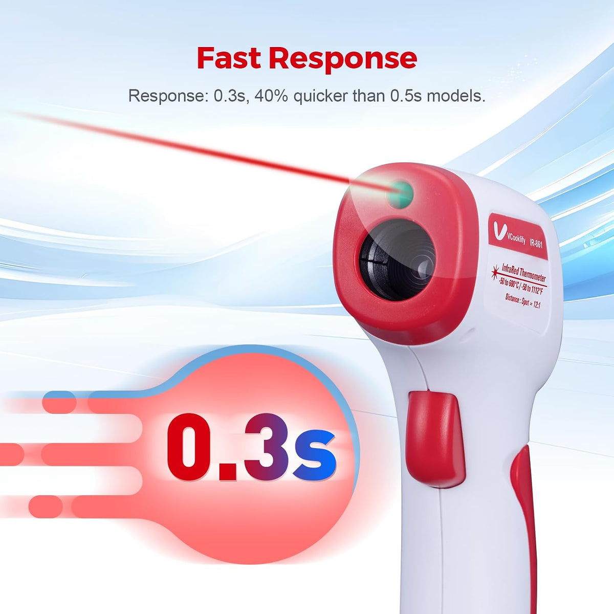 VCooklify Termómetro infrarrojo para carne, pistola de temperatura...