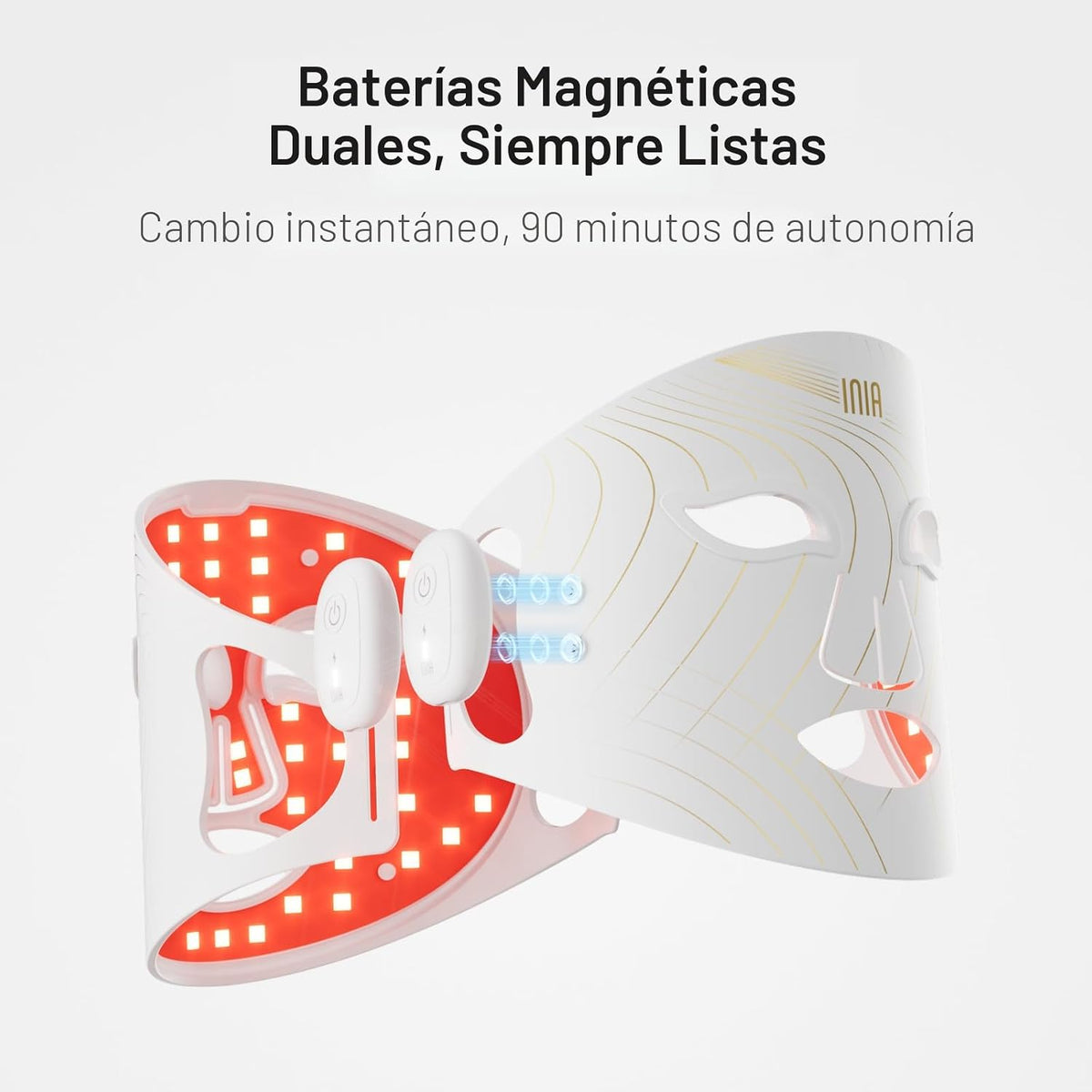 Máscara de terapia de luz roja inalámbrica INIA GLOW para rostro, N...