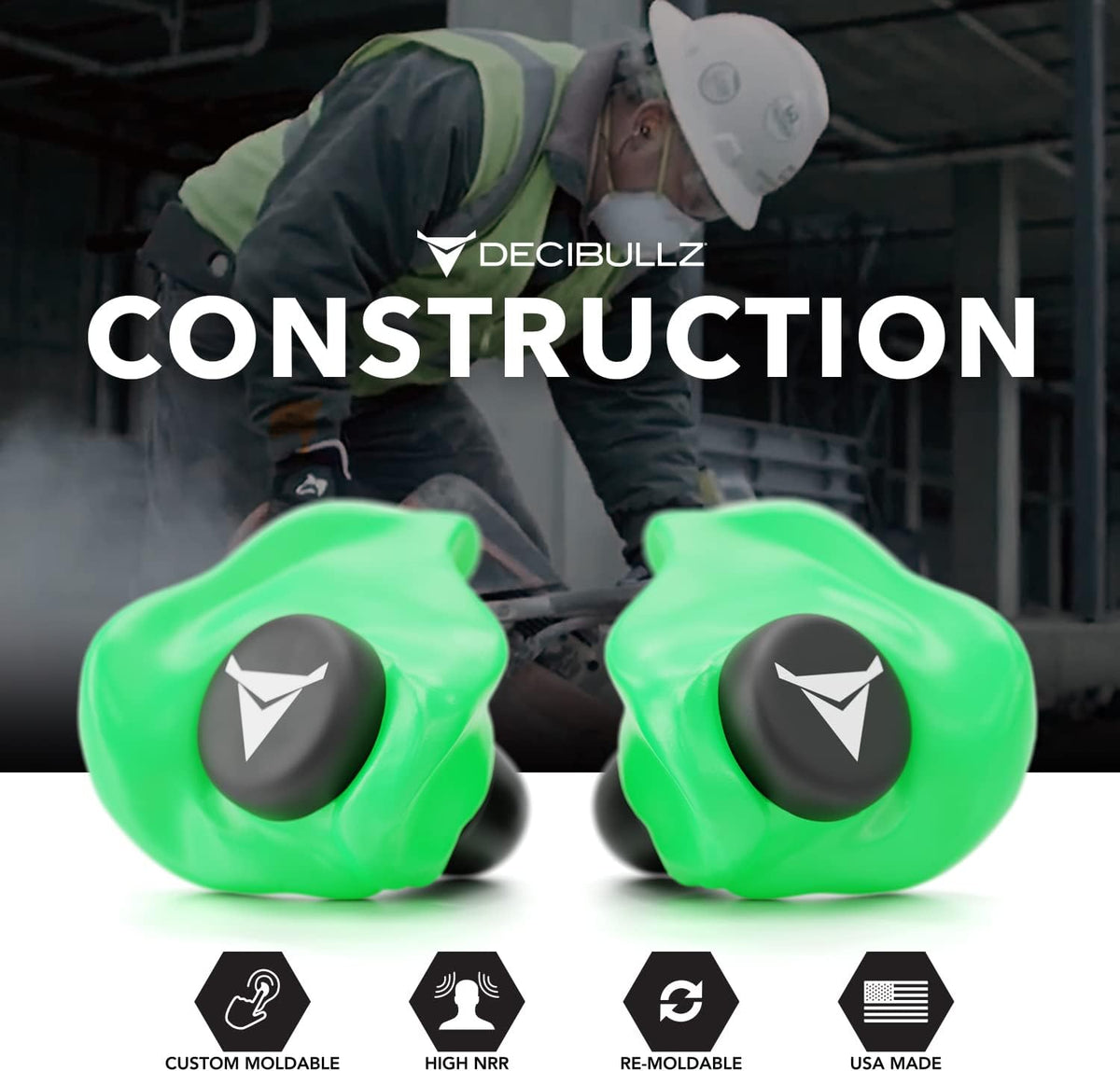 Decibullz - Tapones para los oídos moldeados personalizados, 31dB N...