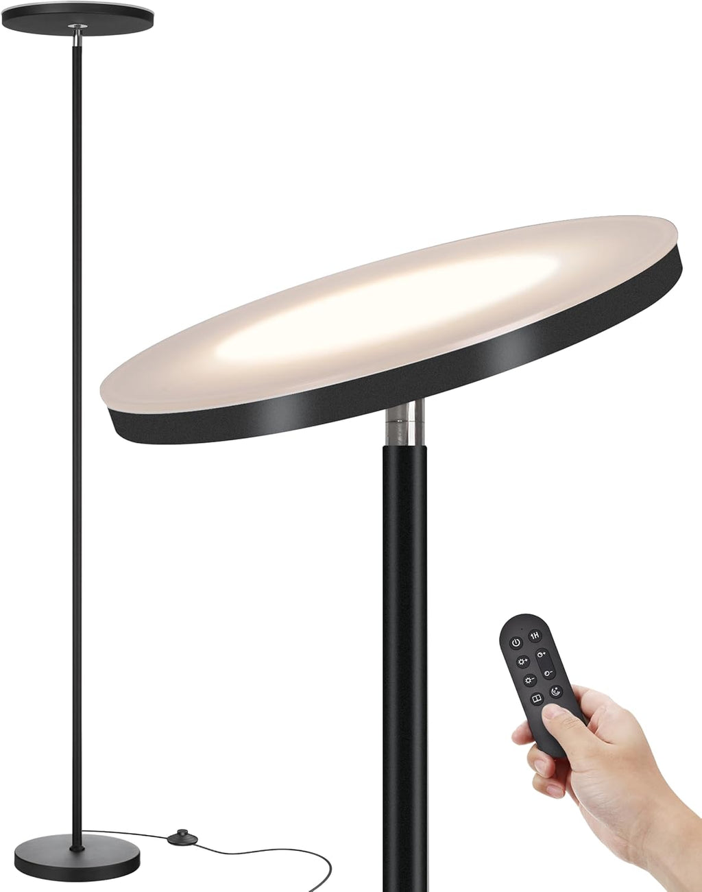 JOOFO Lámpara de pie LED Torchiere con control remoto, lámpara de p...