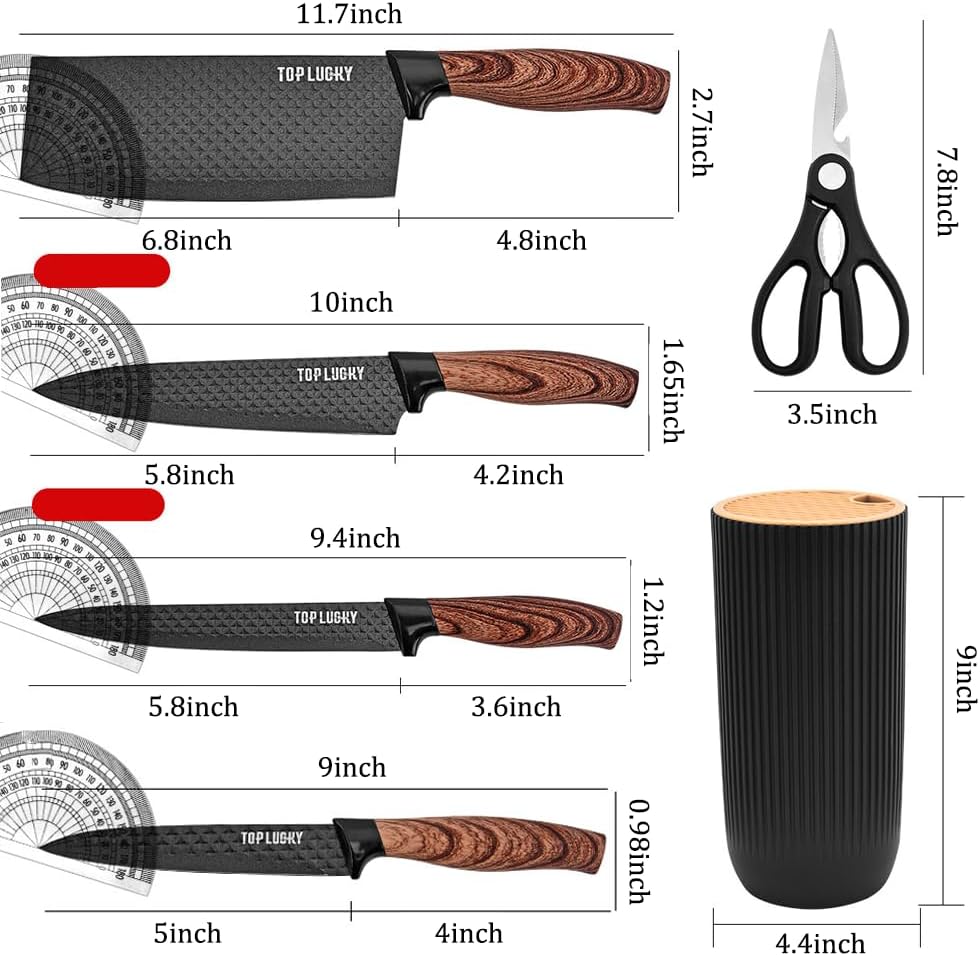 Juego de Cuchillos, Wiztoynia Juego de Cuchillos de Cocina Negros d...