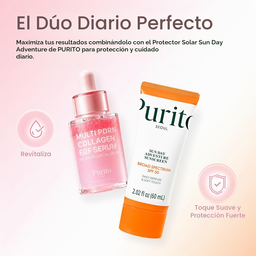 PURITO Suero EGF de colágeno PDRN para pieles sensibles, 1.01 onzas...