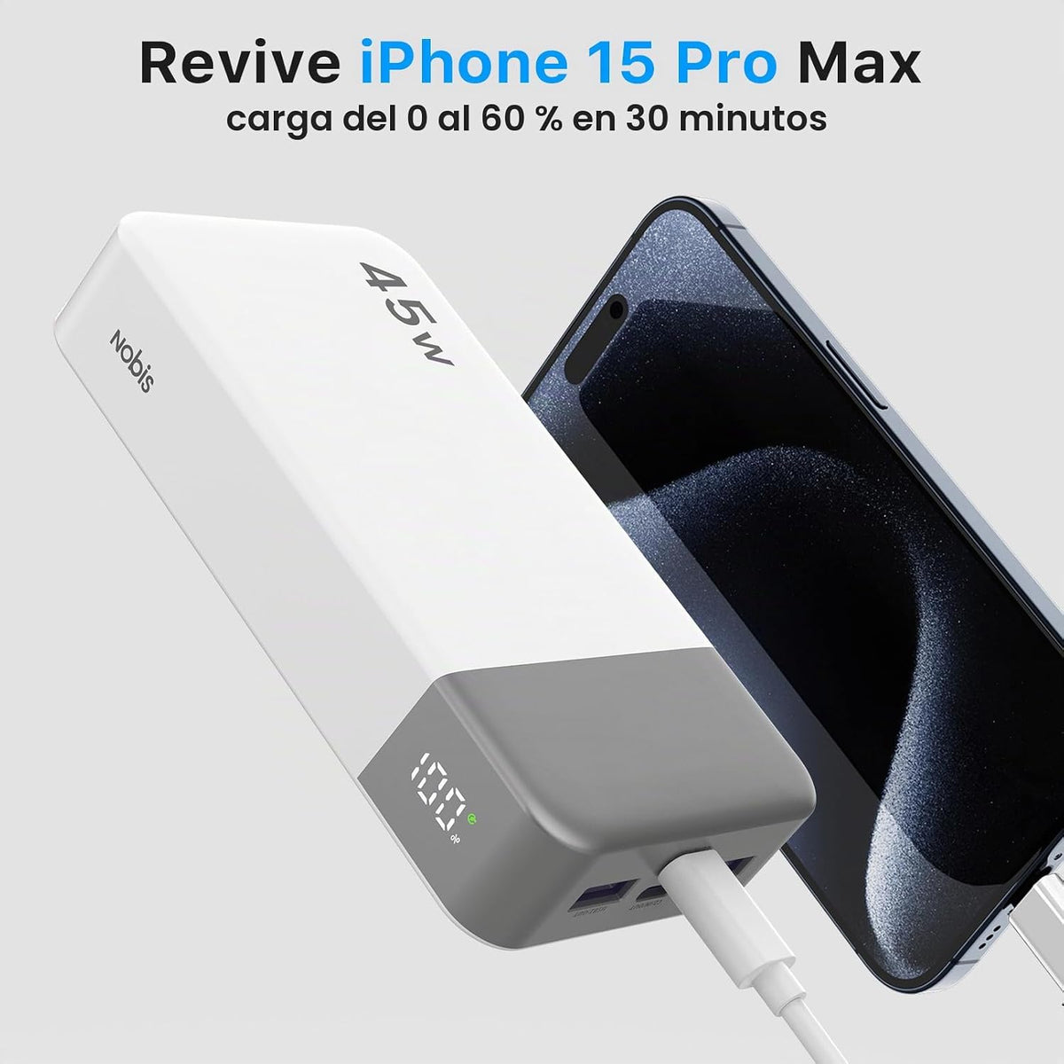 Cargador portátil NOBIS 45W 20000mAh Power Bank carga rápida | Paqu...