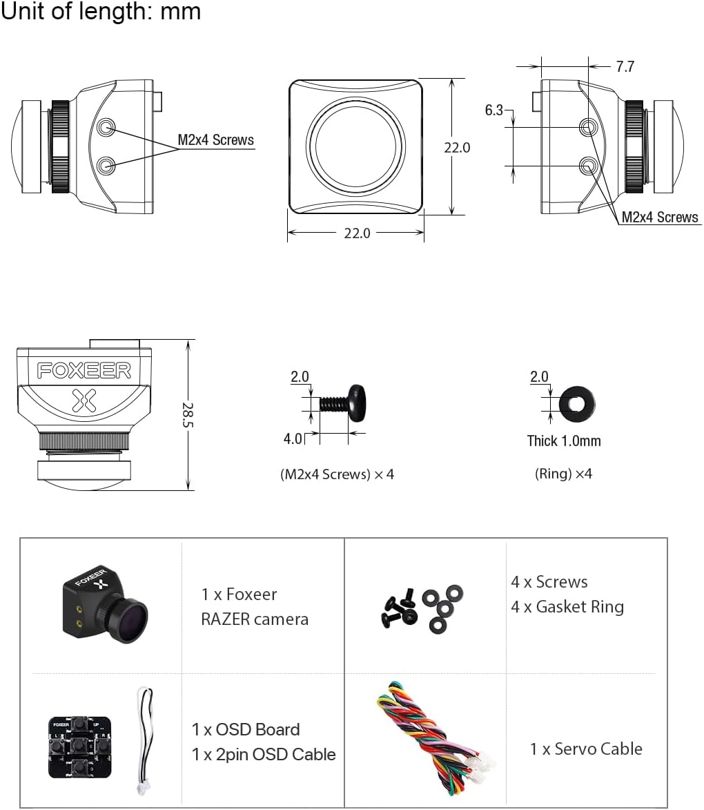 FOXEER Cámara FPV Razer Mini 1200TVL 1\/3" Sensor CMOS Lente de...