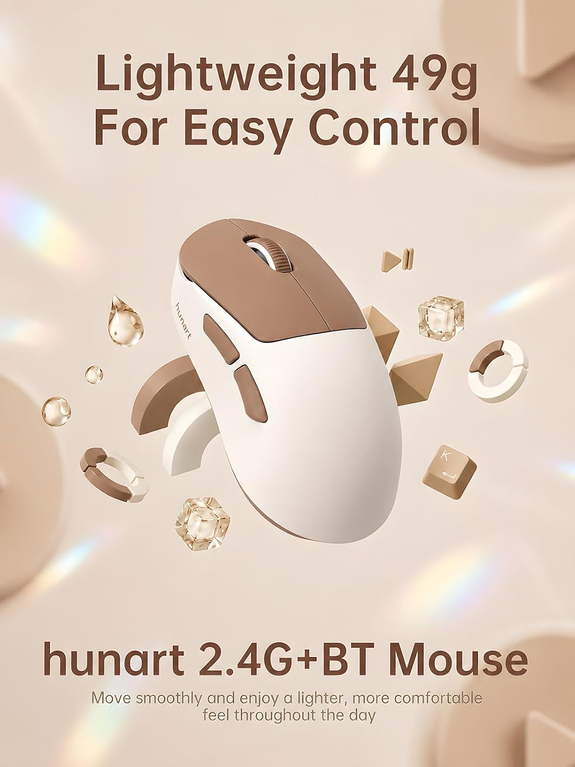 Ratón inalámbrico hunart H6 de 49 g, Bluetooth y 2,4 GHz, recargabl...
