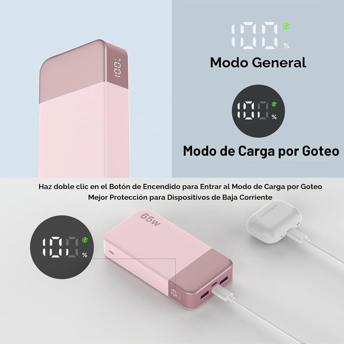 NOBIS Cargador portátil 20000mAh 65W Power Bank Carga rápida | Banc...