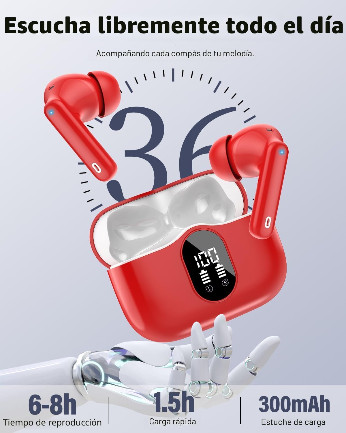 Auriculares inalámbricos, Bluetooth 5.4 Auriculares estéreo y llama...