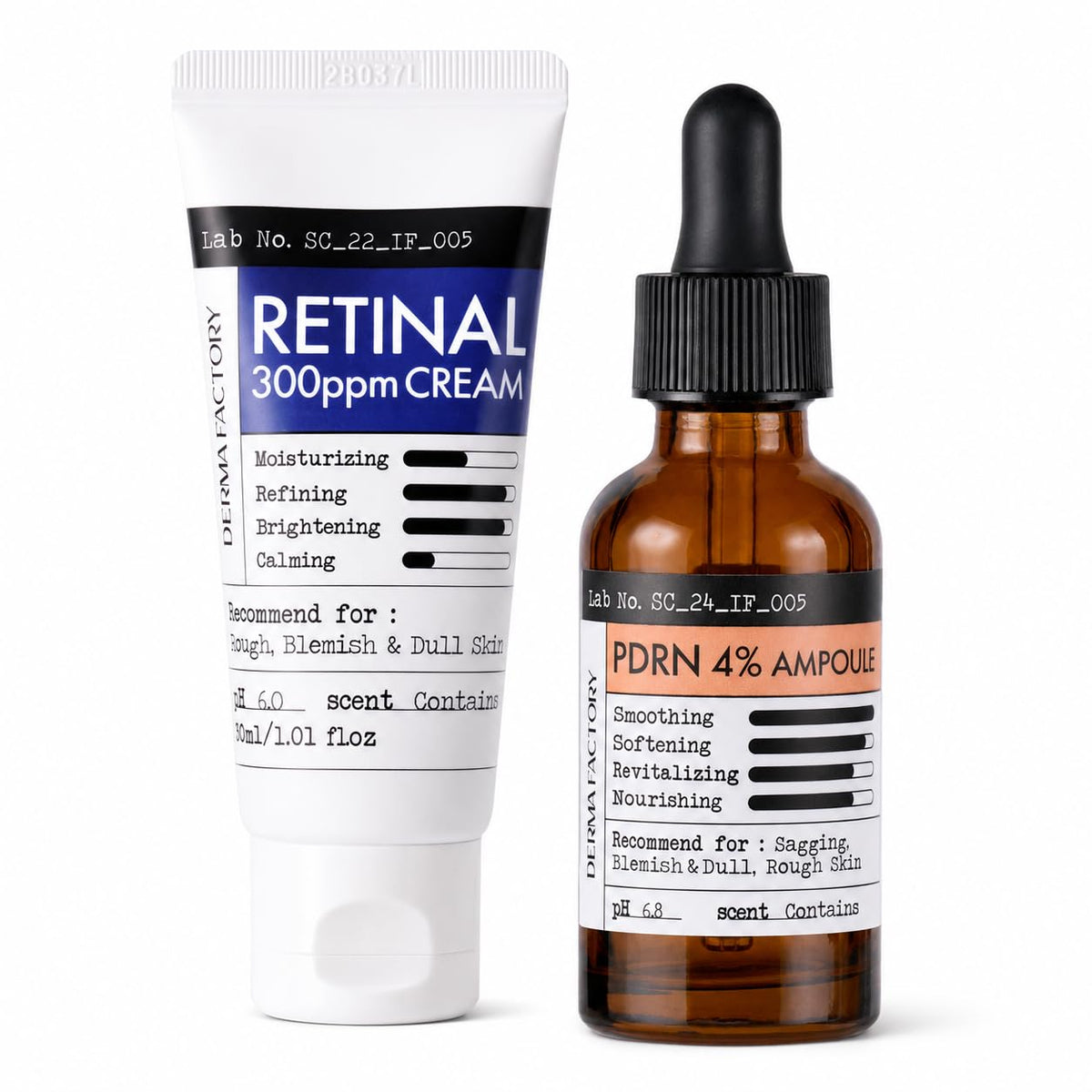 DERMA FACTORY Set de crema de noche retinal + ampolla PDRN al 4%