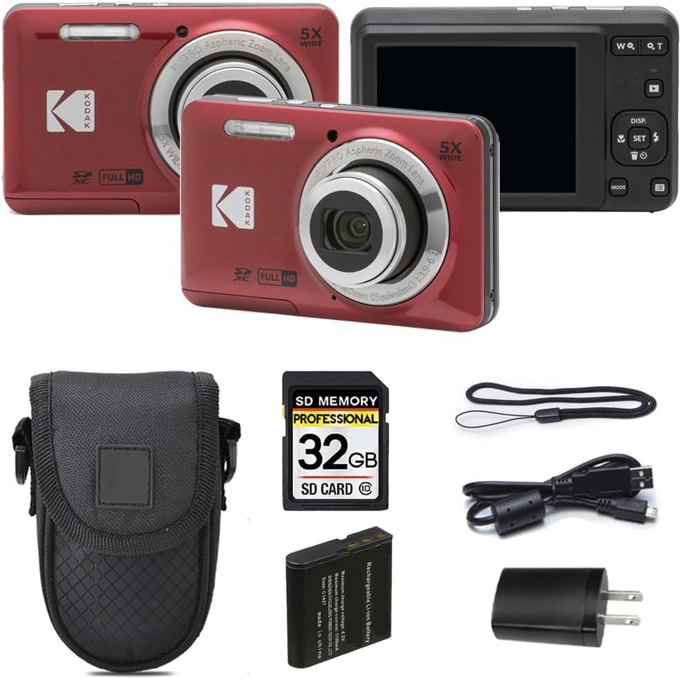 Kodak PIXPRO FZ55 - Cámara digital, color rojo, 16MP Compact Point...