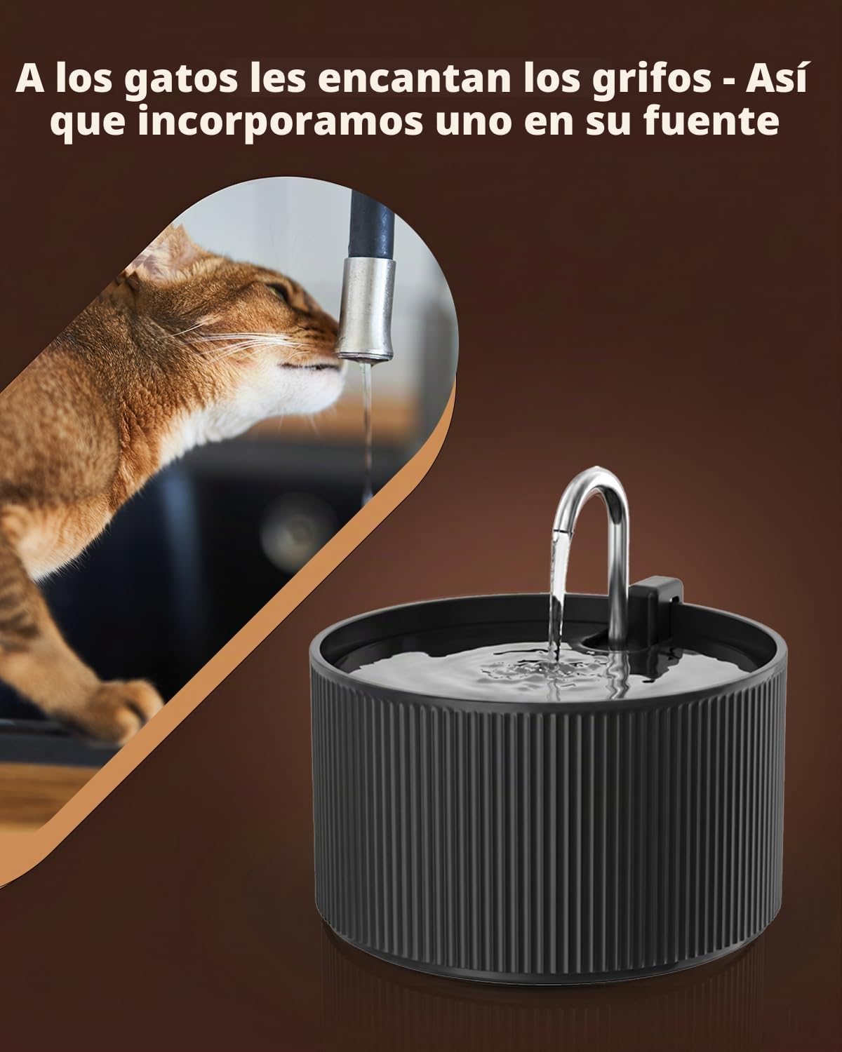 Fuente de agua de cerámica para gatos, 2.2L\/74 onzas, fuente autom...