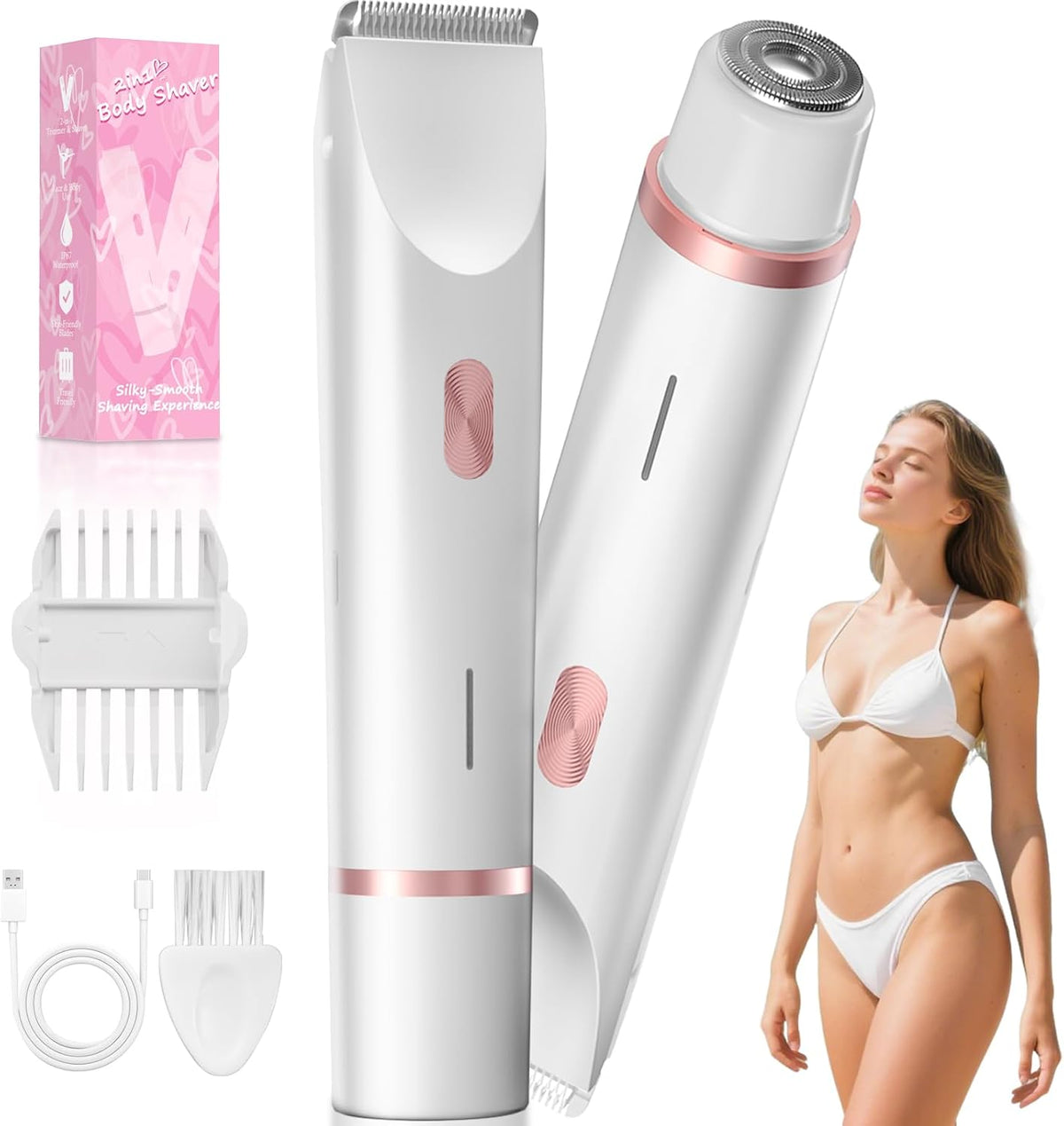 Fanovae Recortadora de bikini para mujer, maquinilla de afeitar elé...