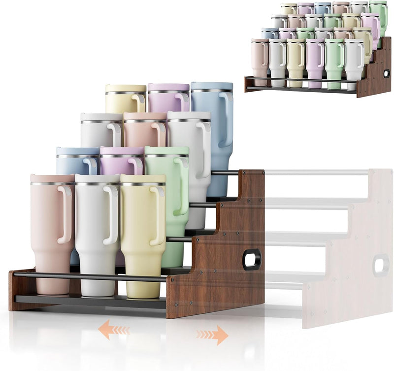 MOJOHAND Estante para tazas Stanley expandible de 4 niveles, 12-24...