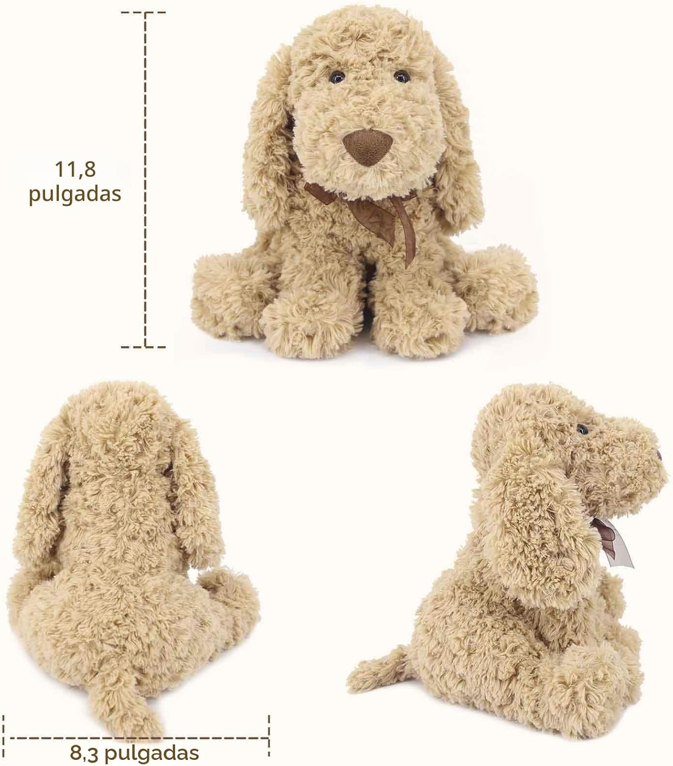 WEIGEDU Poodle Puppy Goldendoodle - Animal de peluche, dorado, 11.8...