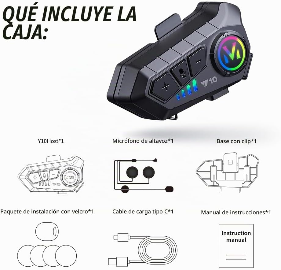 WNJACO Auriculares Bluetooth para Casco de Motocicleta, Auriculares...