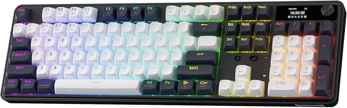 Redragon K761 PRO - Teclado, pantalla y perilla para juegos con jun...