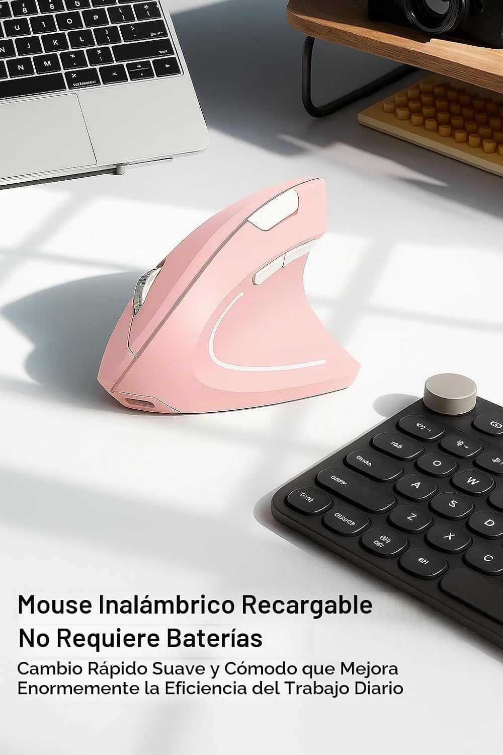 tlkawzy Ratón inalámbrico vertical ergonómico, elegante, recargable...
