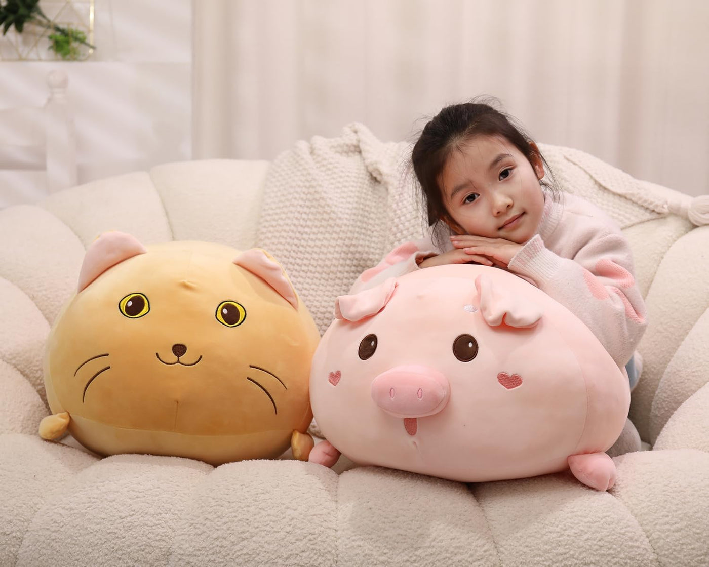 YESGIRL Almohada de cerdo de peluche súper suave de 20.5 pulgadas,...