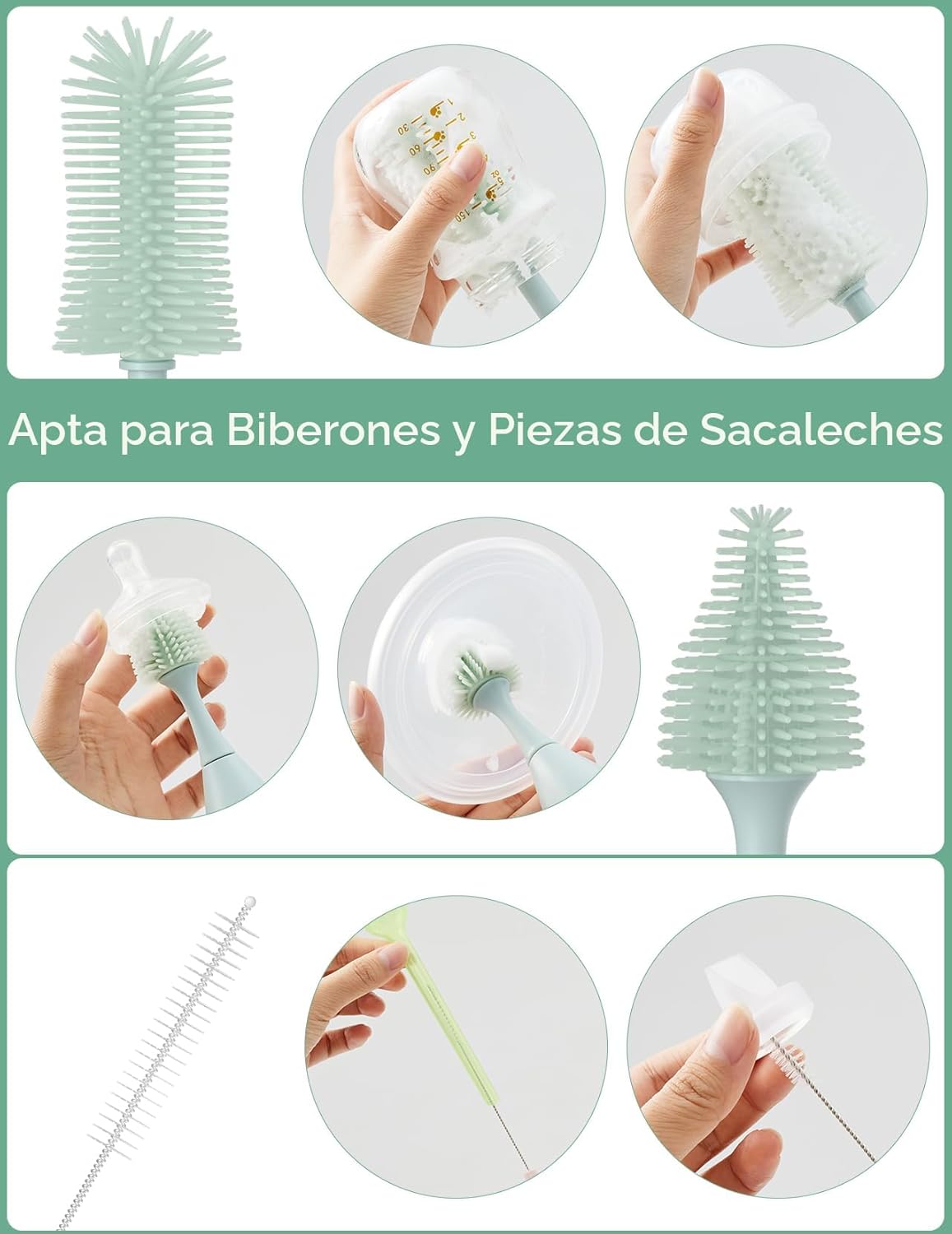 Momcozy Kit de cepillo para biberones, diseño de espuma a presión,...
