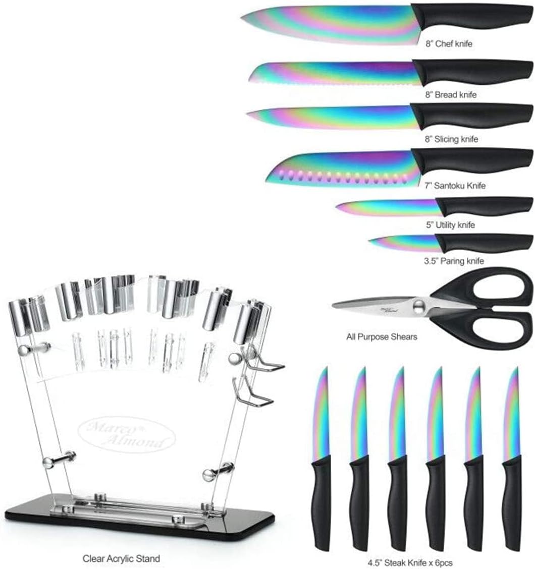 Marco Almond® KYA35 - Juego de cuchillos de acero inoxidable de col...