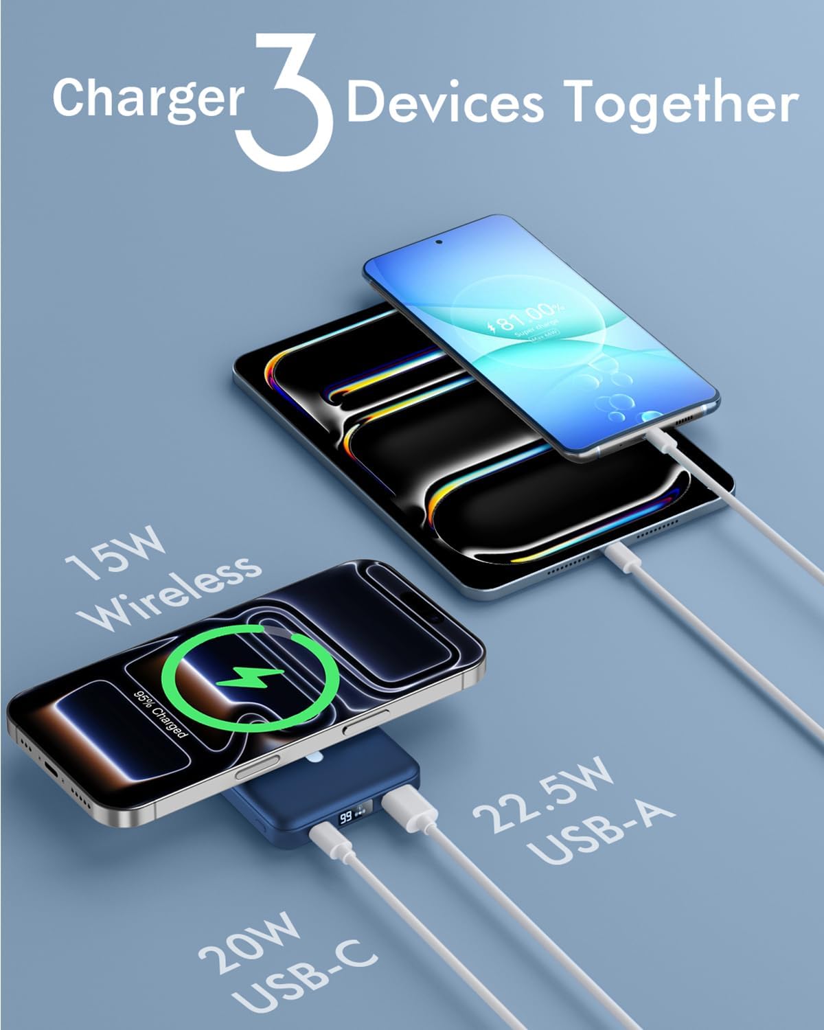 podoru para MagSafe Power Bank 10000 mAh, cargador portátil magnéti...