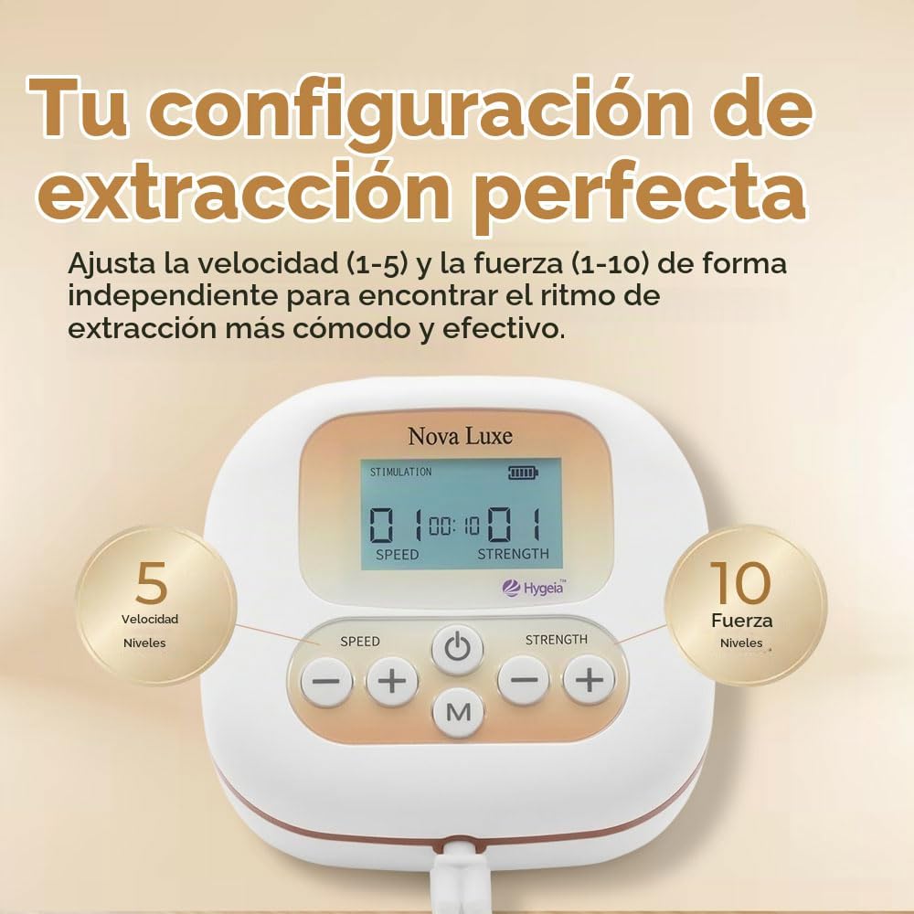 Hygeia Nova Luxe - Extractor de leche eléctrico con copas de colecc...