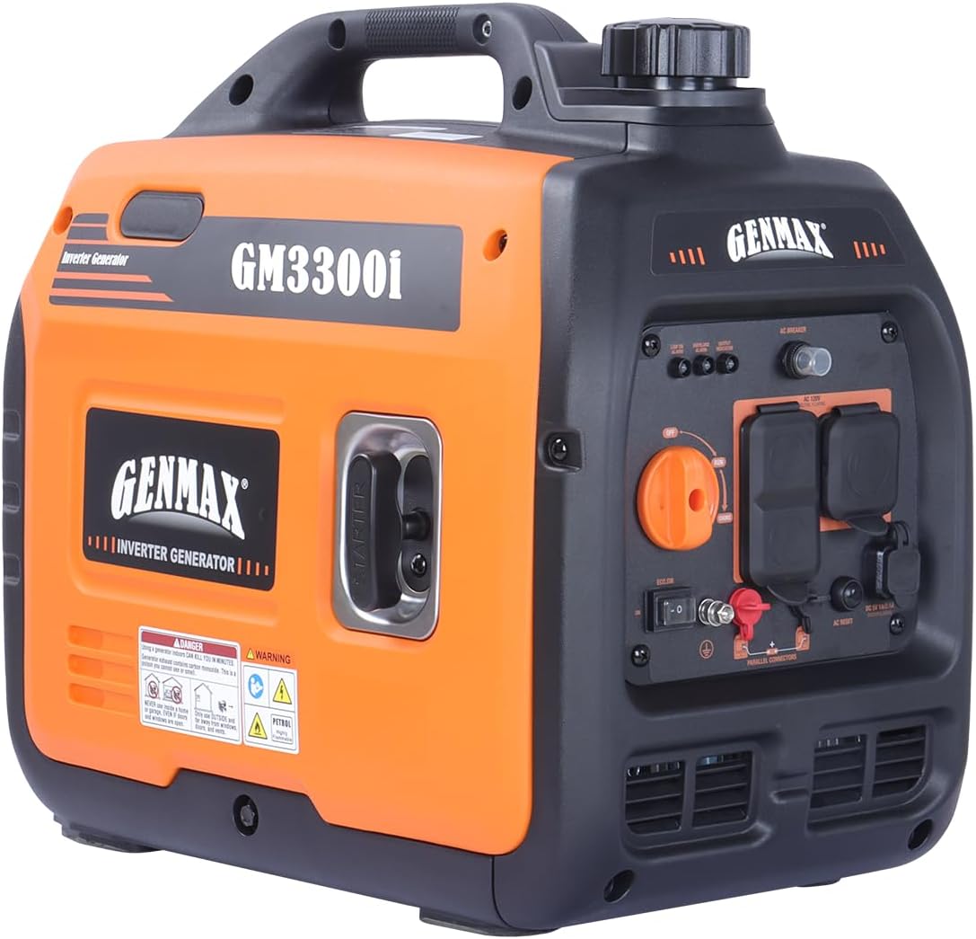 GENMAX Generador portátil, 3300W, motor de gas ultra silencioso, co...