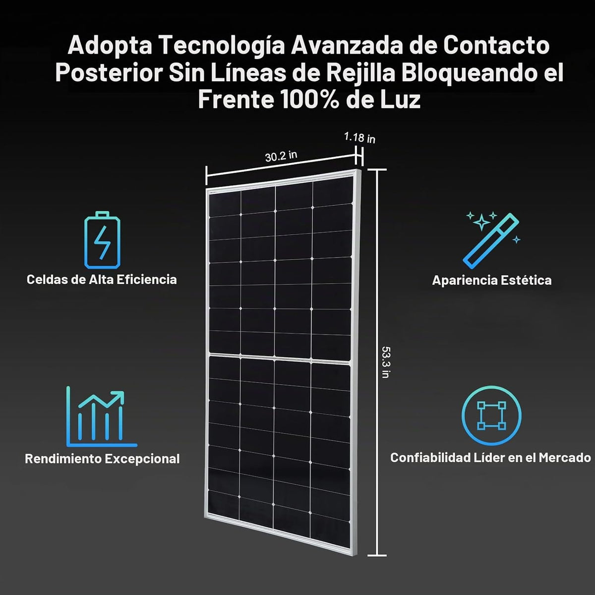 AeternaSol - Panel solar tipo N de 225 W, 25,5% de alta eficiencia...