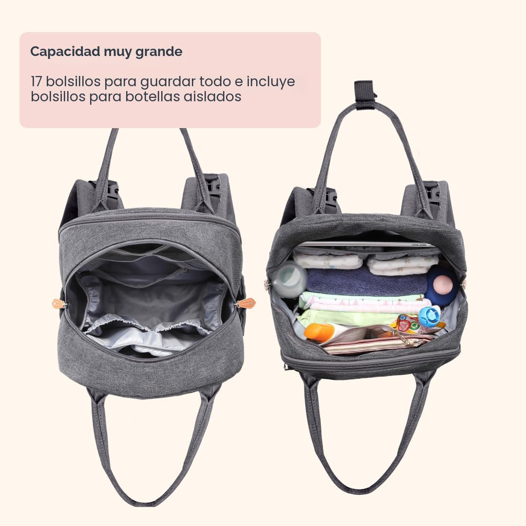 BabbleRoo - Mochila para pañales - Bolso de viaje con artículos ese...