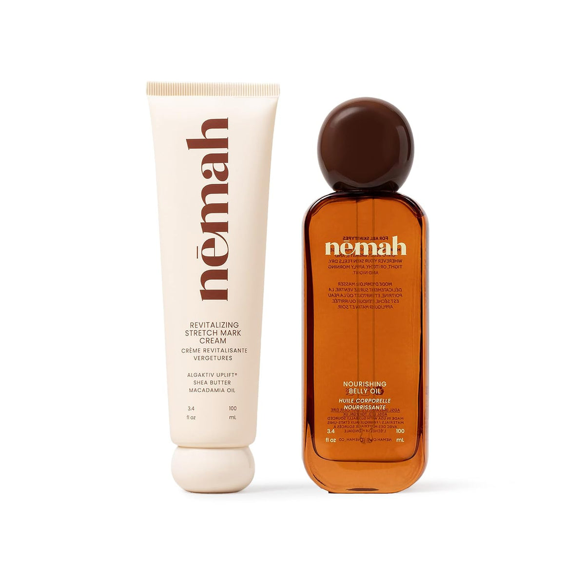 Nemah Crema de estrías y aceite de vientre para el embarazo, paquet...