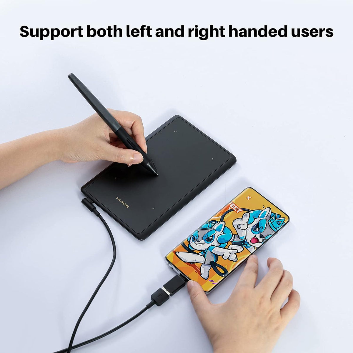 Tableta de dibujo HUION H420X, tableta gráfica con presión de lápiz...