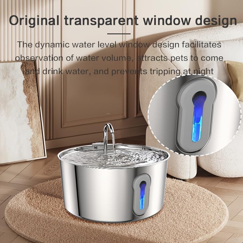 Fuente de agua grande para gatos de 4 litros\/135 onzas, acero inox...