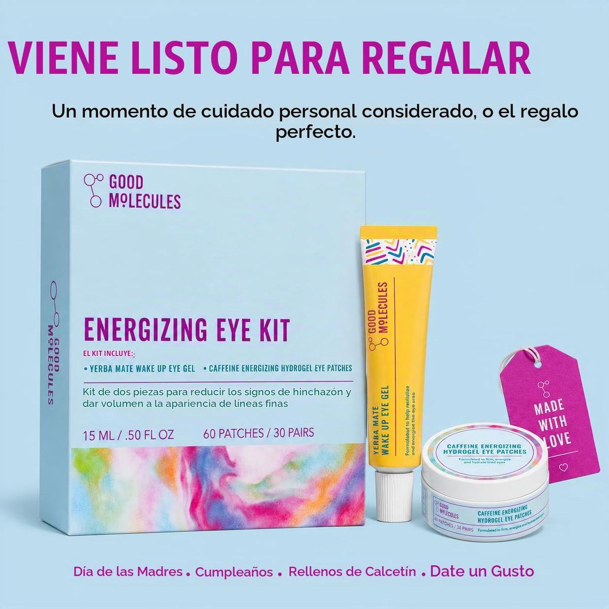 Good Molecules Set de ojos energizante, gel para ojos de yerba mate...