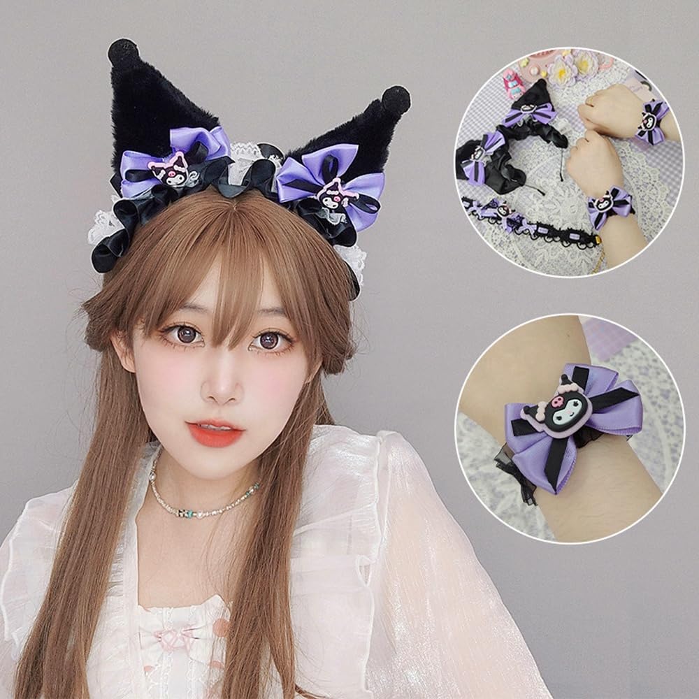 QHQ-SHININGLIFI Kuromimi - Juego de 4 piezas con 2 cordones de enca...