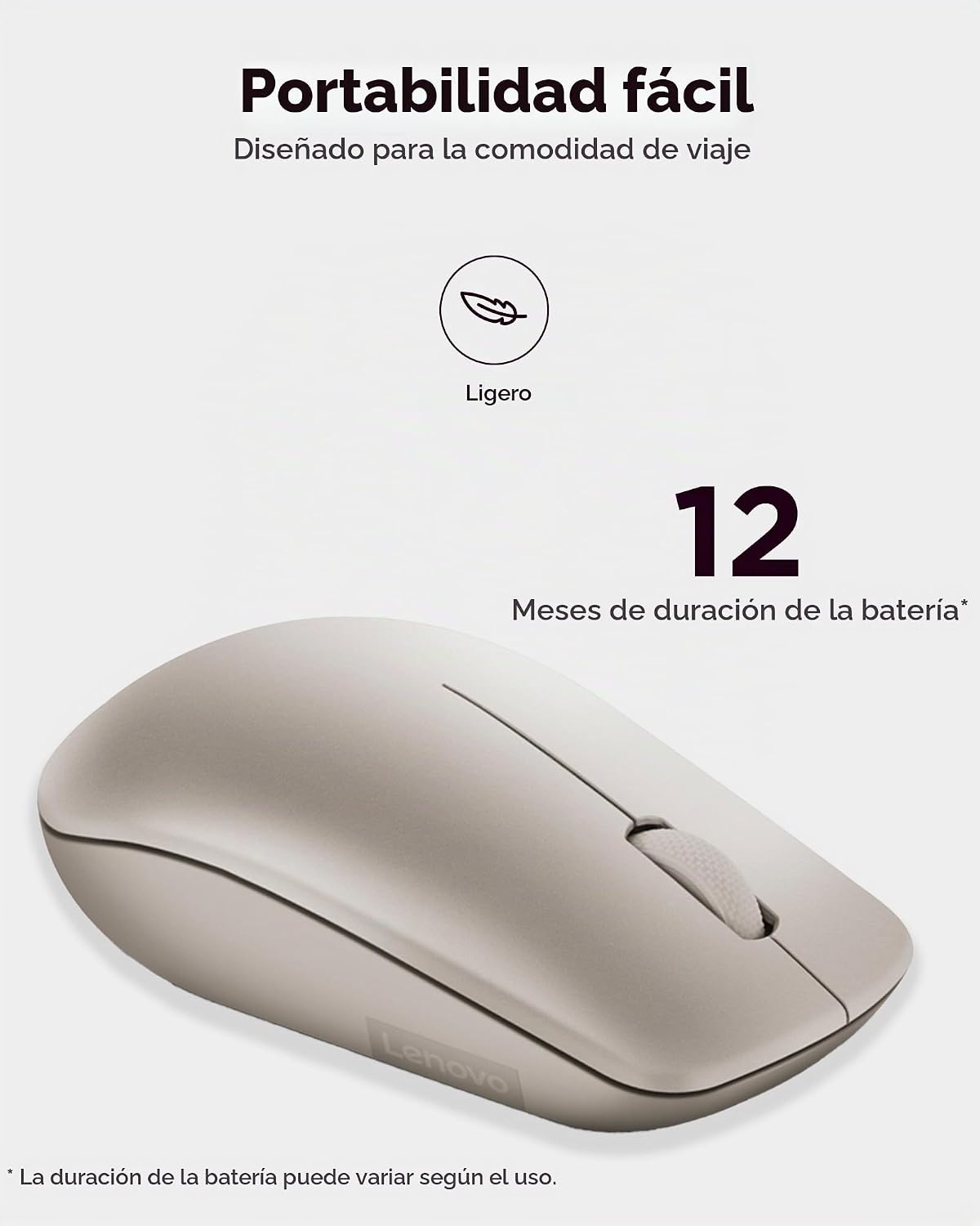Lenovo 530 Ratón Inalámbrico con Batería, 2.4GHz Nano USB, Sensor Ó...