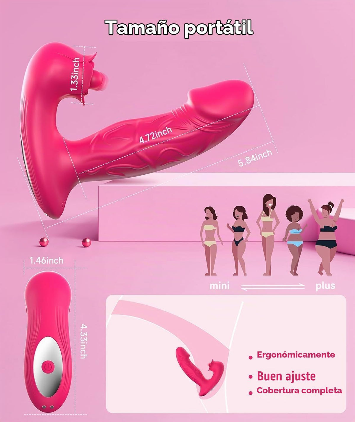 Juguetes sexuales de rosa para mujeres, vibrador de empuje - Juguet...