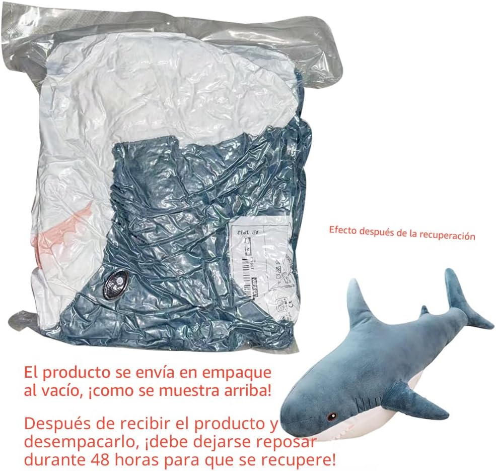 XIYUAN Juguete de peluche de tiburón de 39.3 pulgadas, tiburón giga...