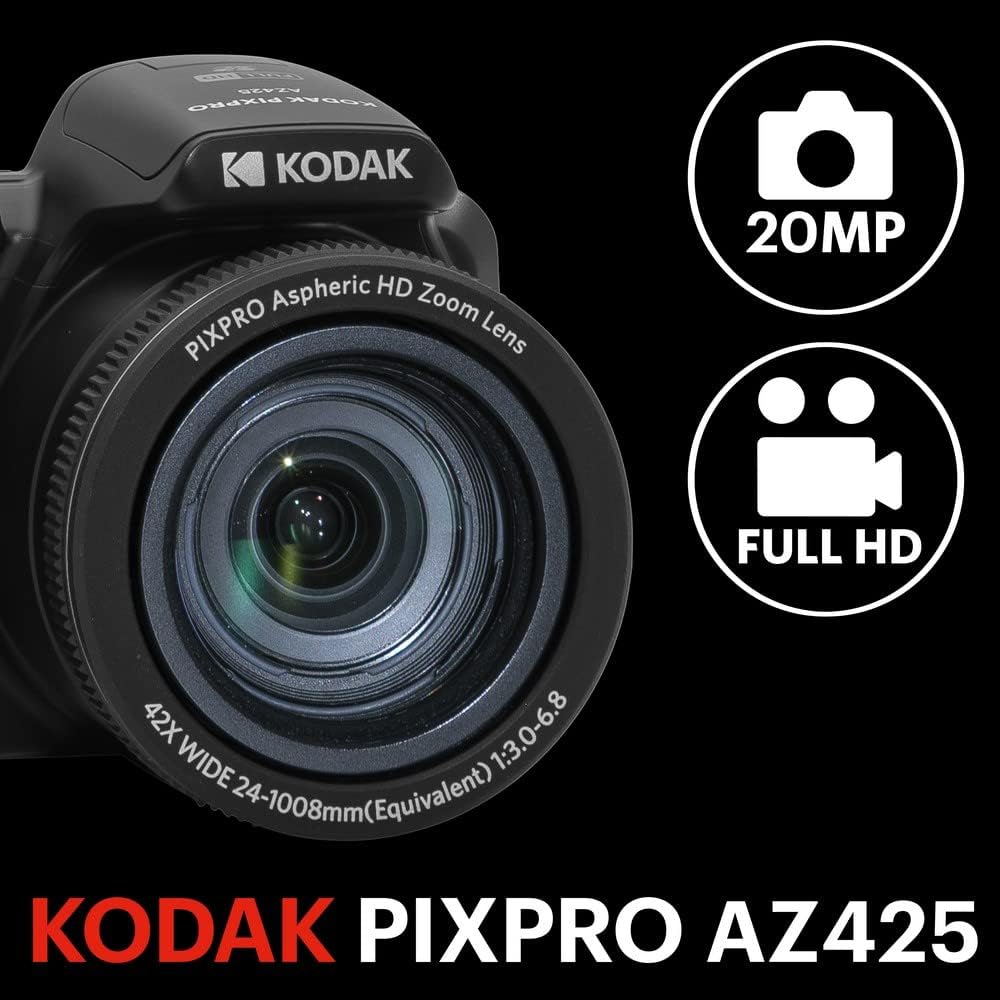 KODAK PIXPRO AZ425 - Cámara digital de 20 MP, zoom óptico 42x, OIS,...