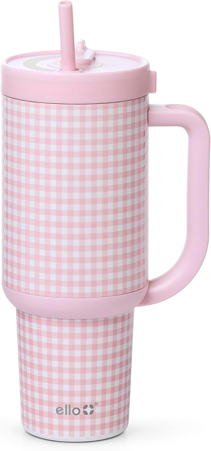 Ello Oasis Vaso de 30 onzas con asa y popote retráctil | Taza reuti...