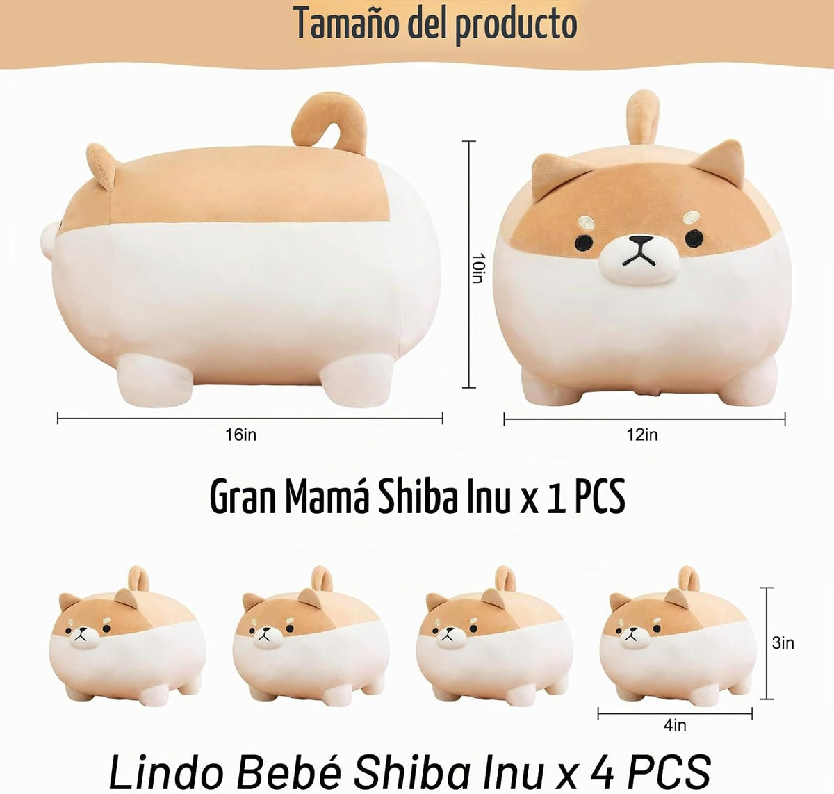 SQEQE Juguete de peluche Shiba Inu con 4 peluches de Shiba Inu en s...