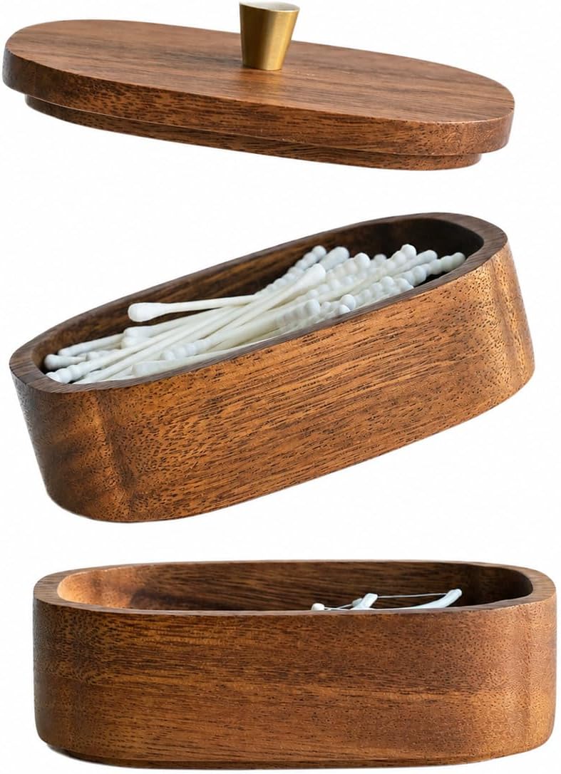 MIGAKU HOME Tarros de baño de madera de acacia con tapas, recipient...