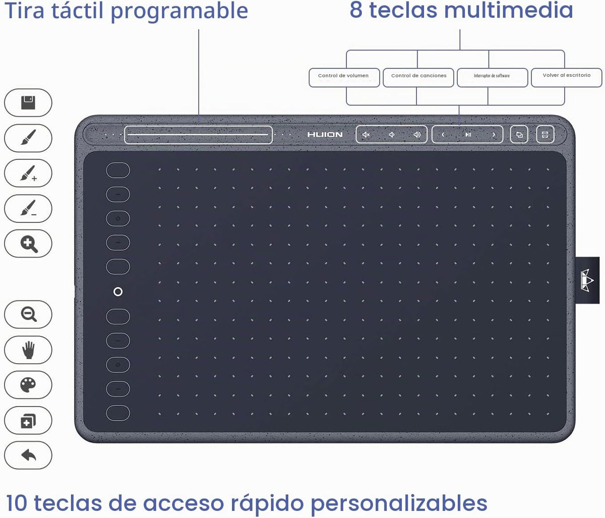 HUION HS611 Tableta de dibujo 8192 Tableta gráfica de presión con 1...