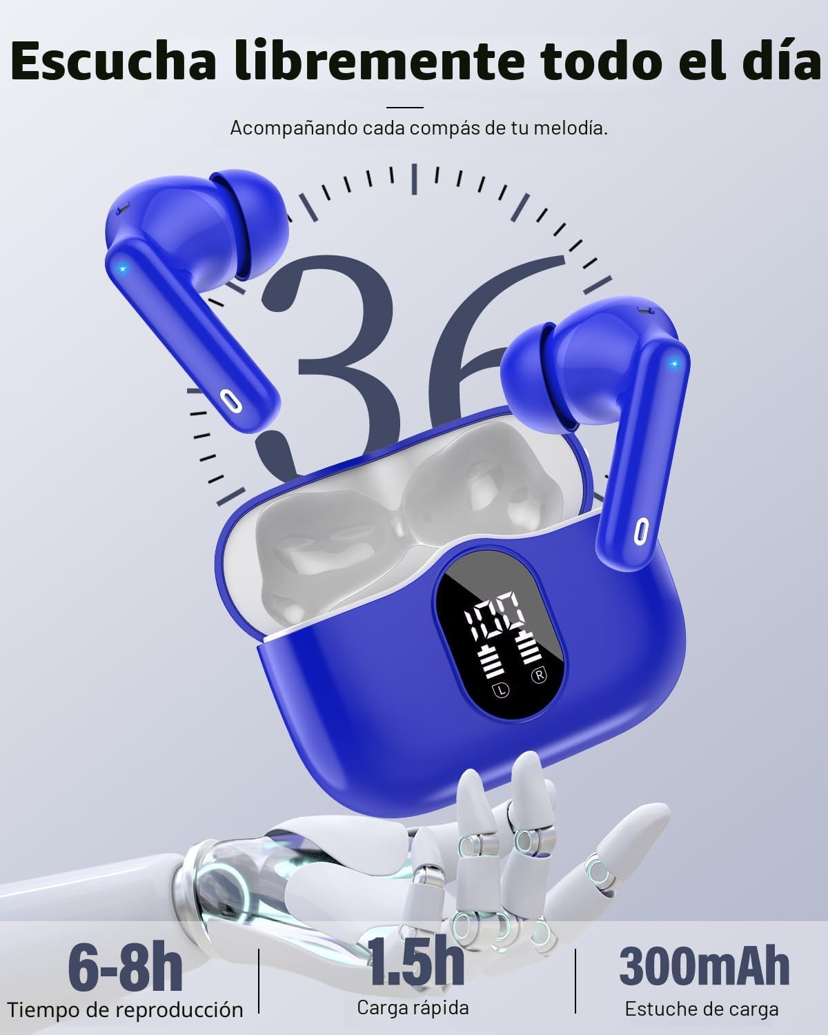 Auriculares inalámbricos, Bluetooth 5.4 Auriculares estéreo y llama...