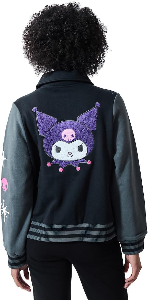 Bioworld Sanrio Kuromi Varsity - Chaqueta para mujer, parche bordad...