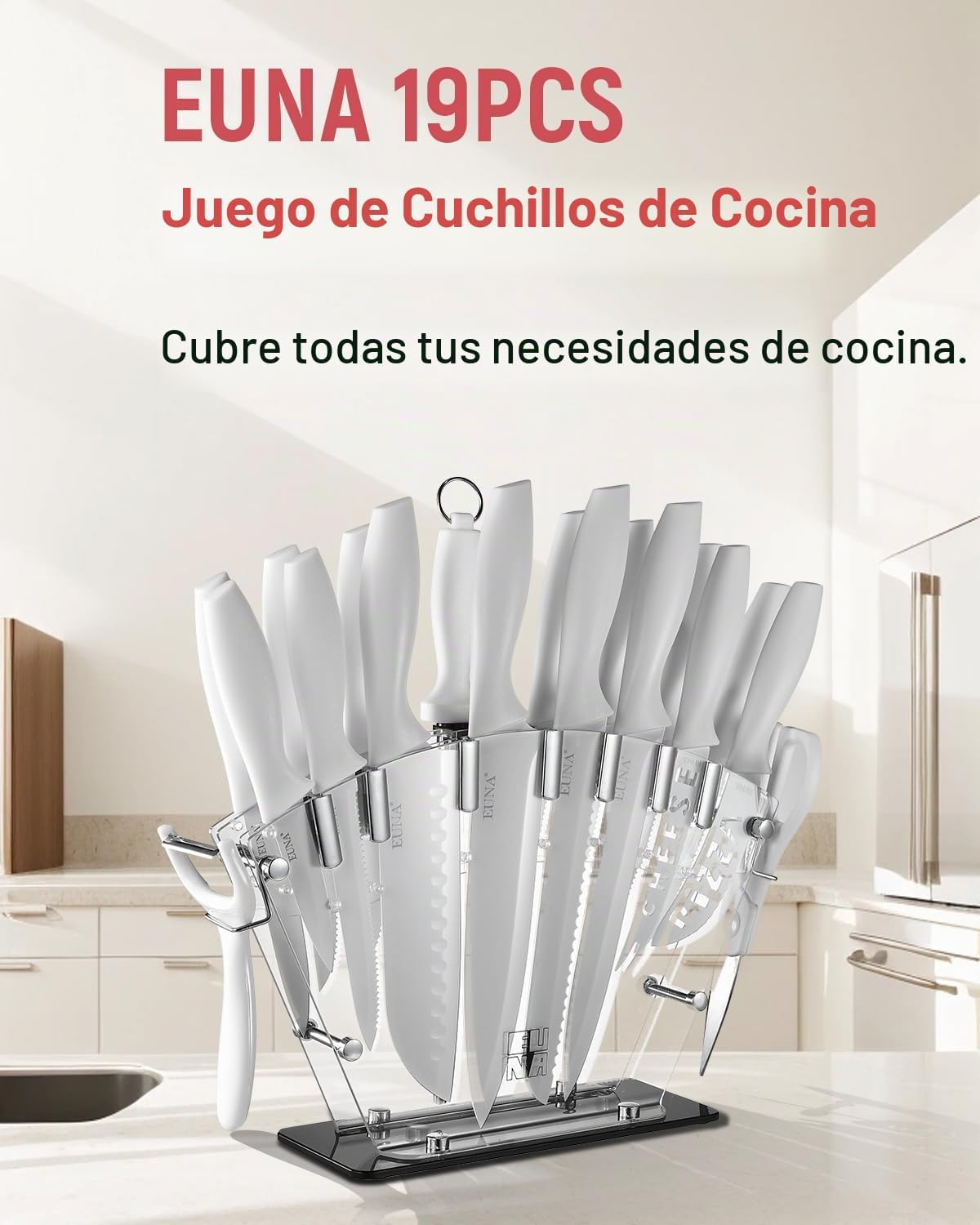 EUNA Juego de Bloque de Cuchillos, 19 PIEZAS Juego de Cuchillos de...